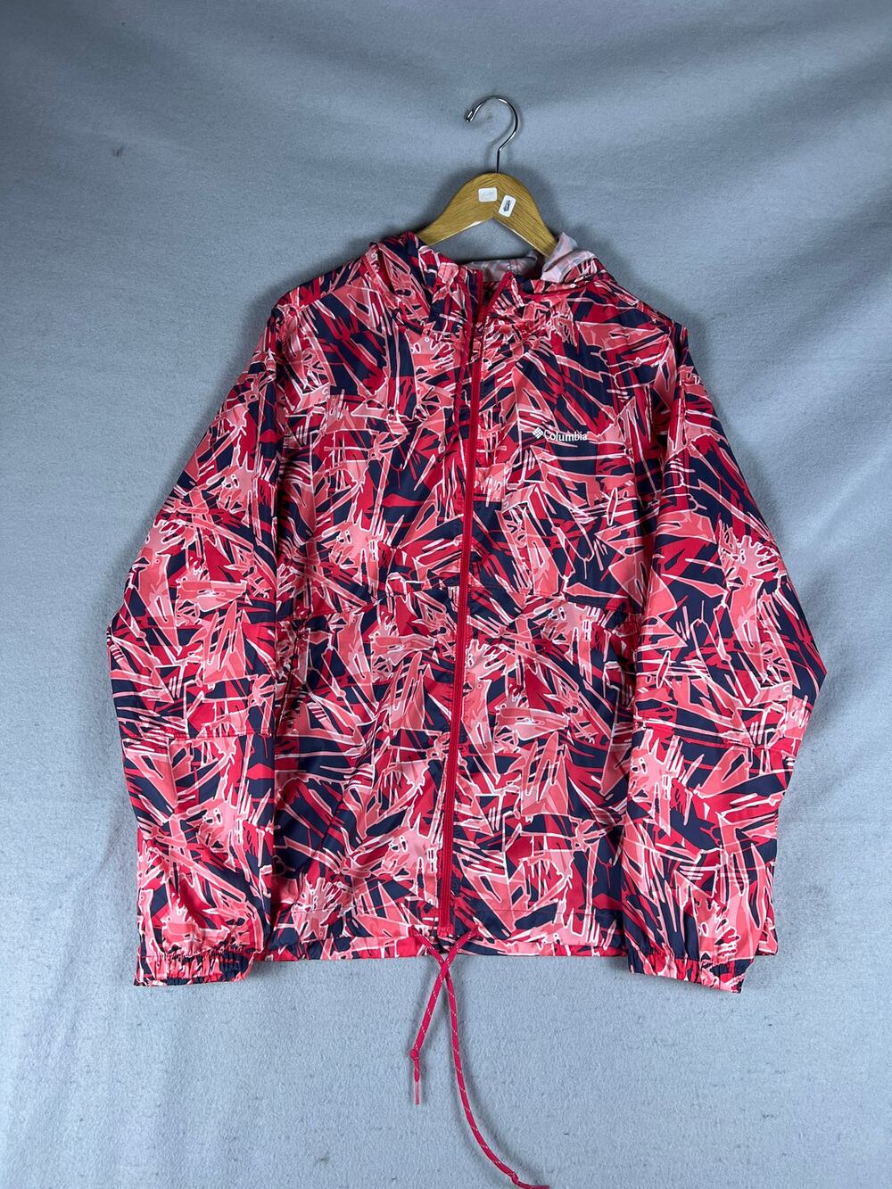 Columbia Flash Forward Jacket Womens L Pink Abstract Lightweight Windbreaker